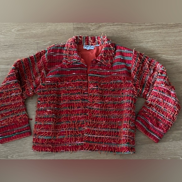 Silver Stream, Vintage jacket, cardigan, Vibrant Multicolor Textured, size L - Picture 2 of 9